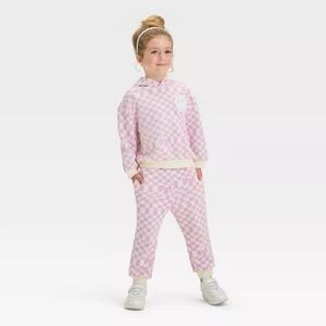 Sold Out Grayson Mini Girls' Smiley Face Checkerboard Sweat Set in Pink
